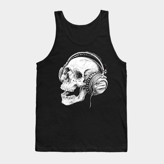 Headphones Skull Tank Top by BlackRavenOath